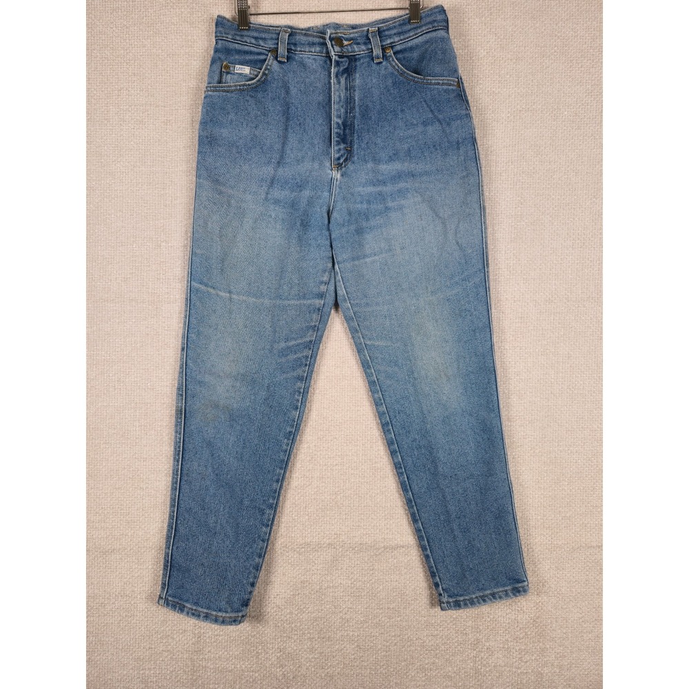 Lee Vintage High Waisted Mom Jeans Medium Wash Tapered Leg Blue 28x27